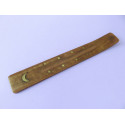 Porte-encens gondole en bois avec lune et étoiles incrustées pour bâtonnets 