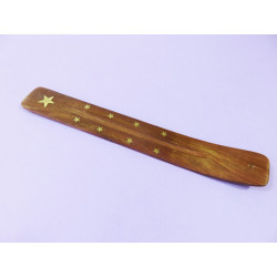 Porte encens gondole en bois avec étoiles incrustées