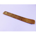Porte-encens gondole en bois avec étoiles incrustées pour bâtonnets