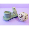 Porte-encens hibou avec boule en pierre à savon pour cônes